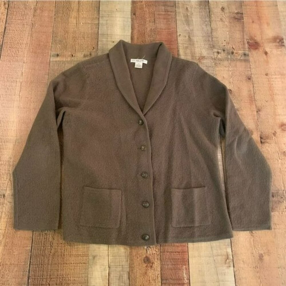 Jillian Jones womens sz S vintage petite wool v-neck button down cardigan green
